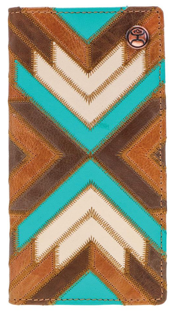 Montezuma Rodeo Hooey Wallet Brown/Turquoise w/ Patchwork