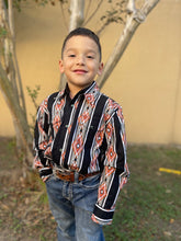 Load image into Gallery viewer, Wrangler Boy&#39;s Orange/Blk Checotah Long-sleeve Pearlsnap

