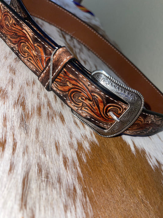3D Men's Blue & Brown Beaded Belt