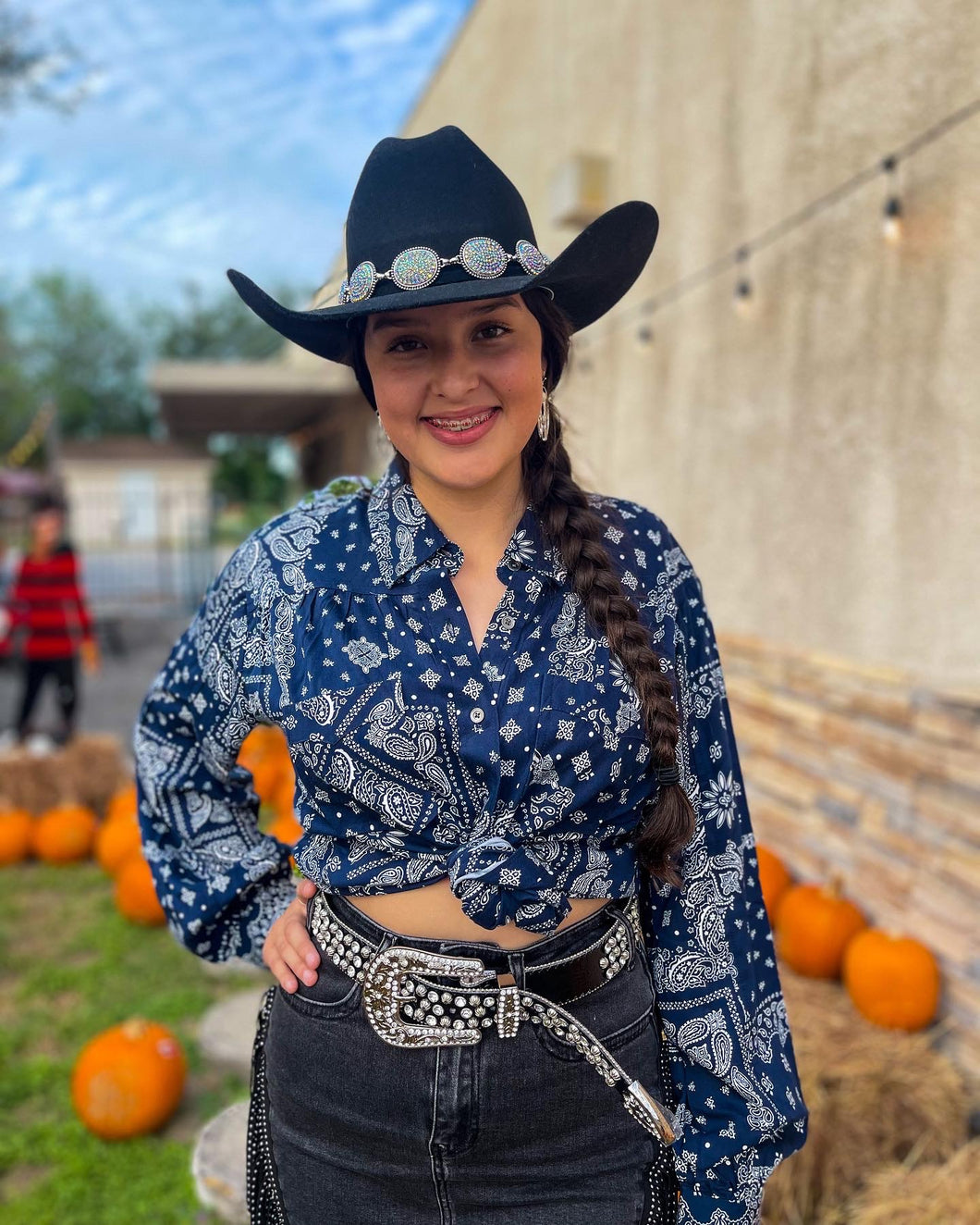 Wrangler's Women's Navy Paisley Button Up