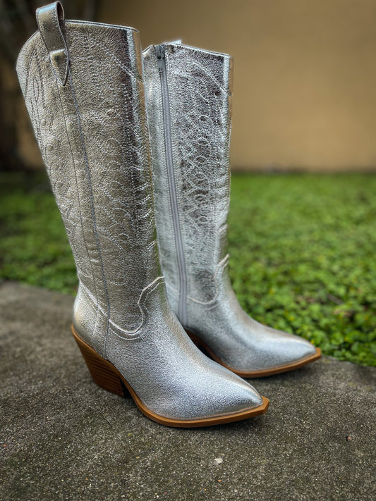 Silver Metallic Boots