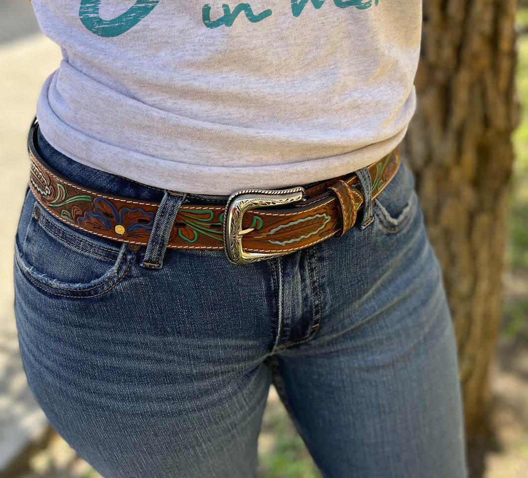 Nacona Women’s Tooled Flower Belt