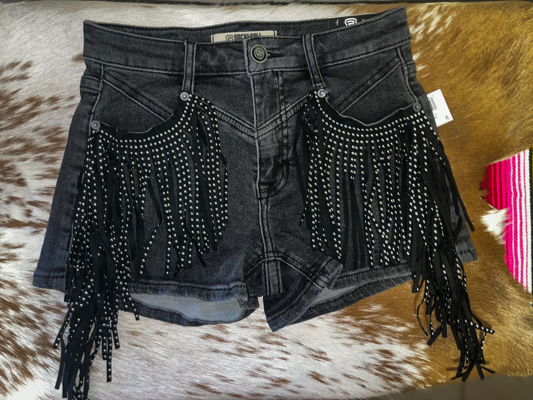 Rock & Roll Rhinestone Fringe Shorts