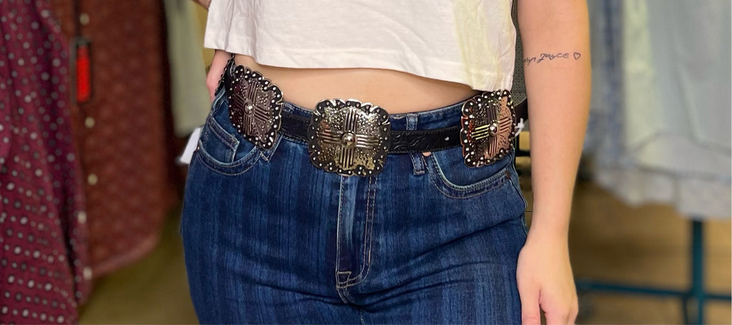 Black & Silver Concho Belt