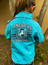 Load image into Gallery viewer, Infant/Toddler American Cowgirl Poly Shell Turquoise Jacket
