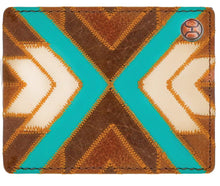 Load image into Gallery viewer, Patchwork Front Pocket Bi-Fold Wallet w/Turquoise Accents
