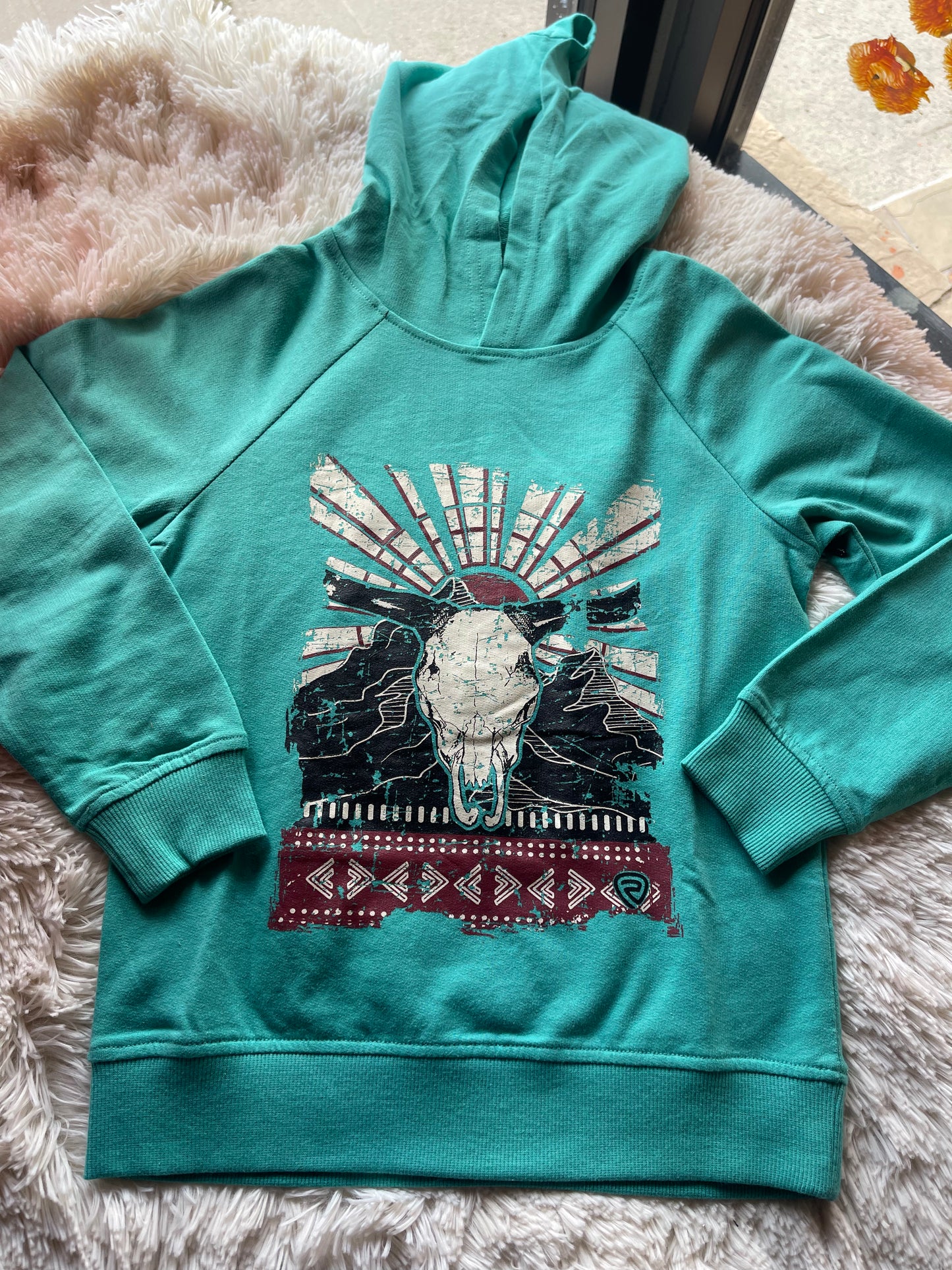 YOUTH Rock & Roll Turquoise Graphic Hoodie
