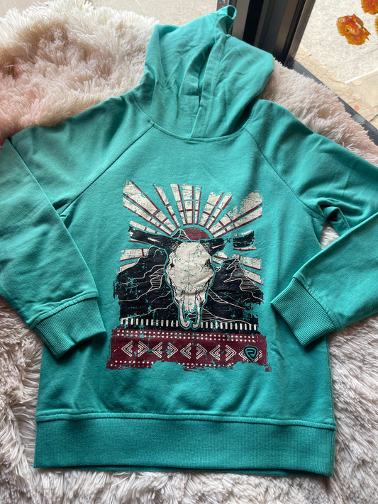 YOUTH Rock & Roll Turquoise Graphic Hoodie