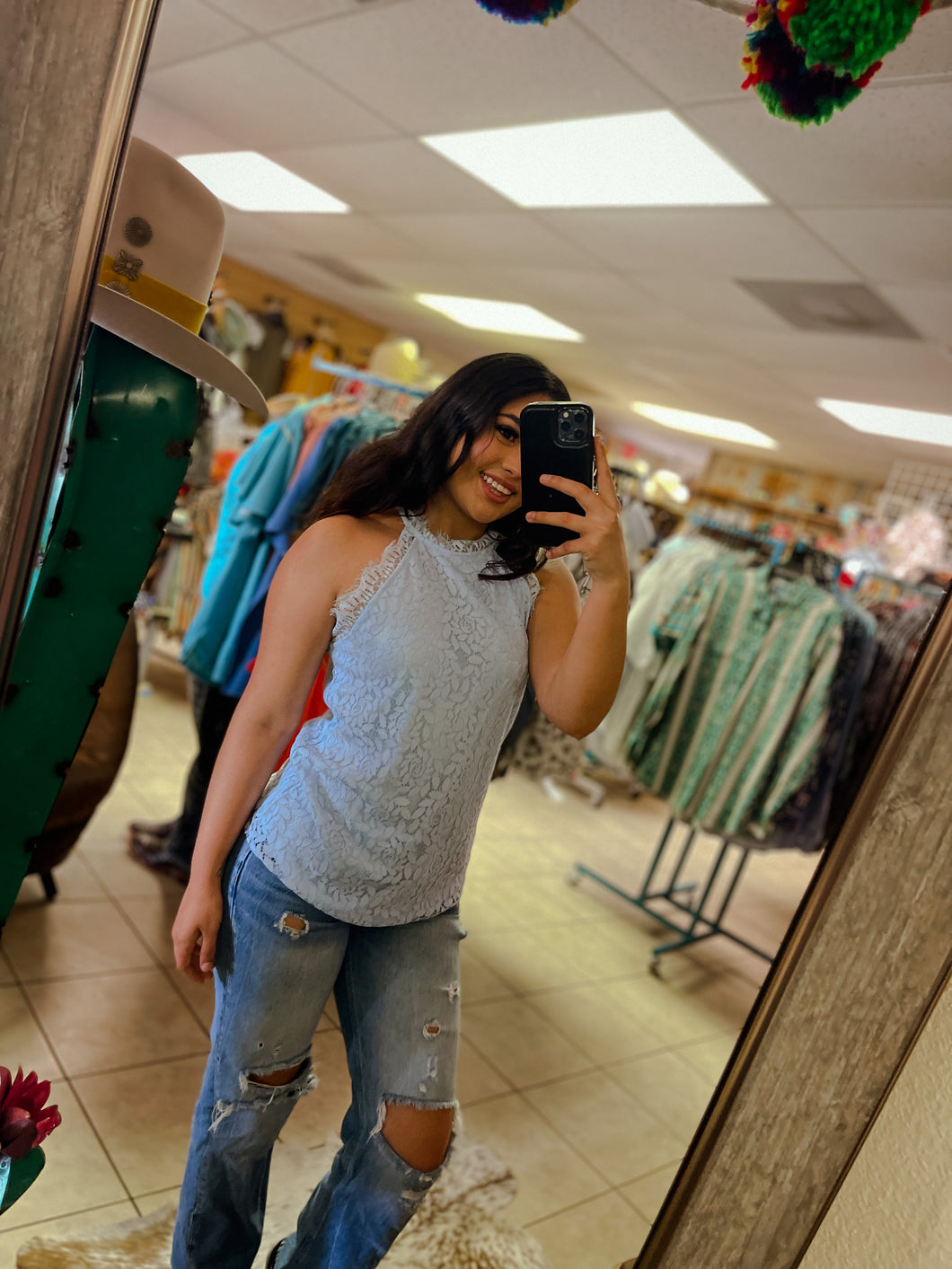 Baby Blue Lace Halter Top
