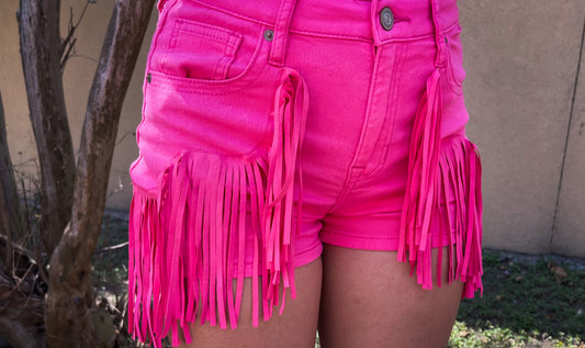 Rock & Roll Hot Pink Fringe Shorts