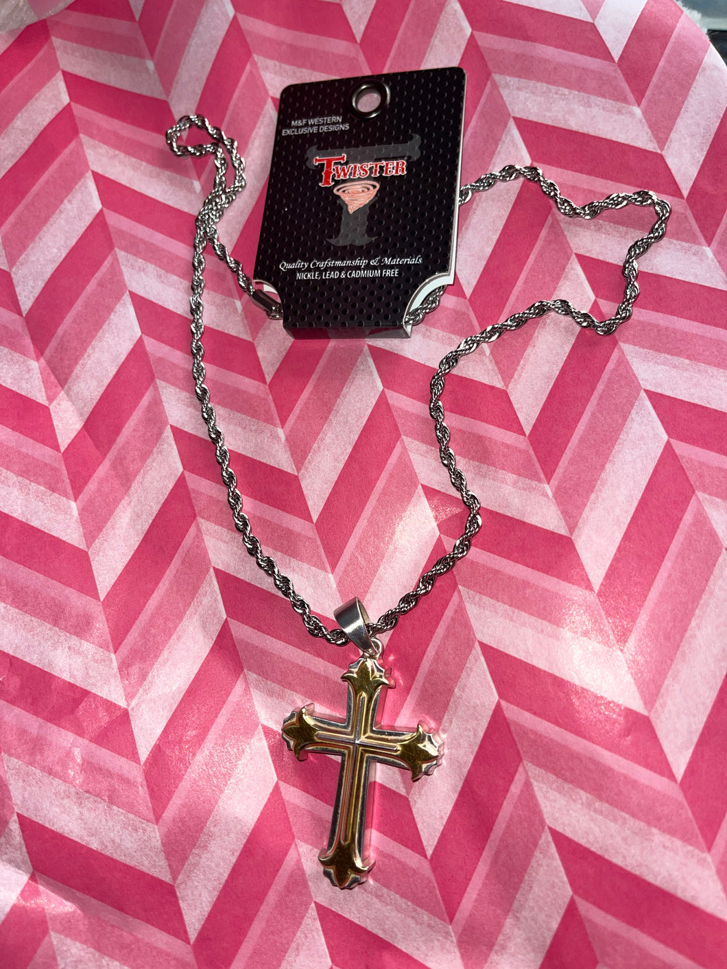 Gold & Silver Men's Cross Necklace