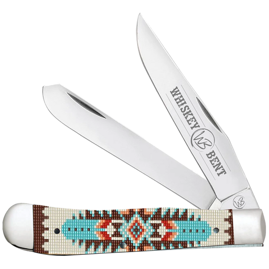 Whiskey Bent Turquoise Bead Trapper Knife