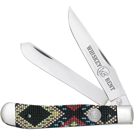 Whiskey Bent Black Diamond Bead Trapper Knife